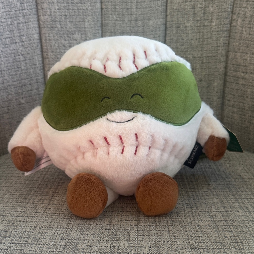 FAO Schwarz Plush Baseball with Green Mask